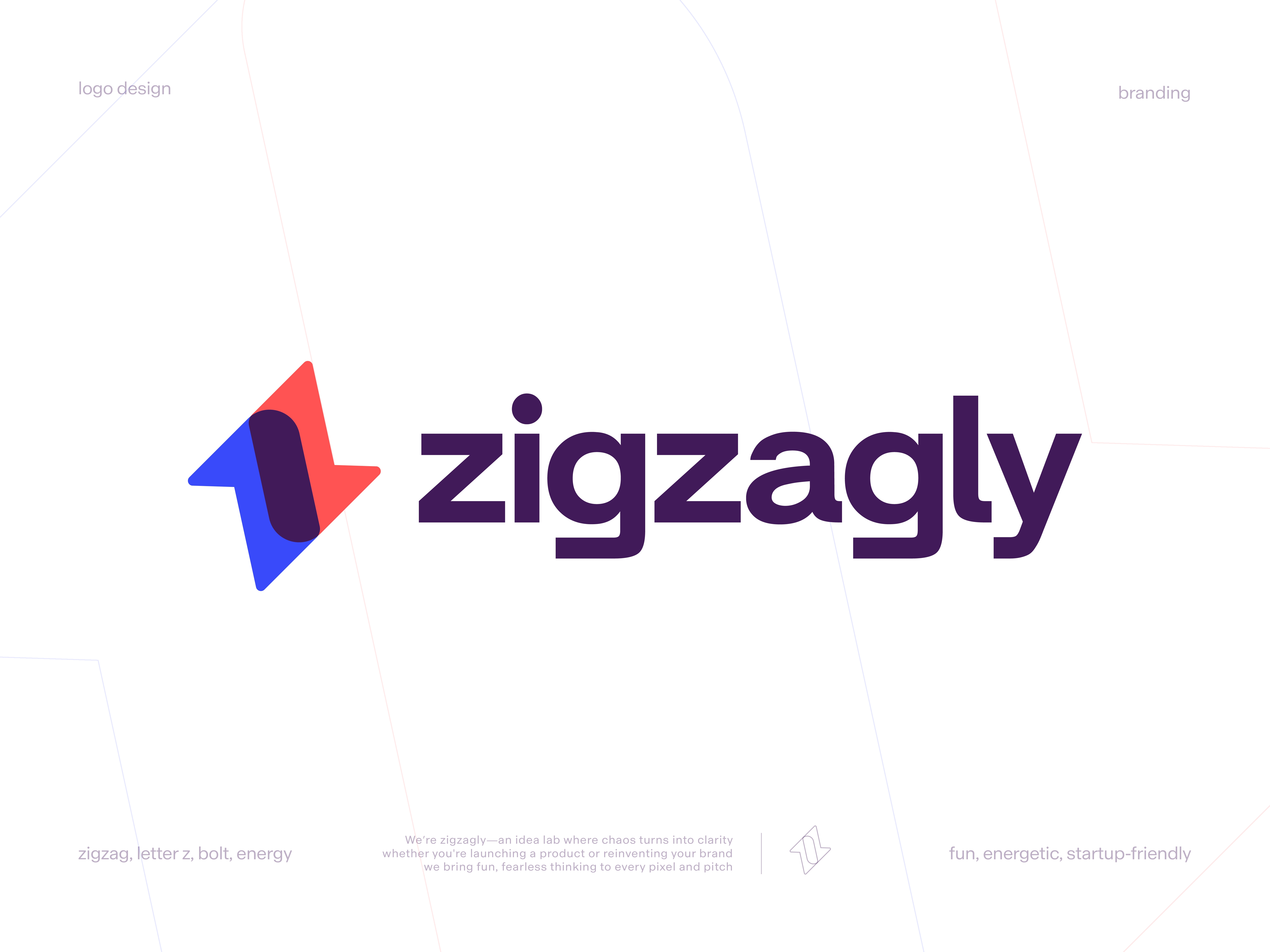 Zigzagly Logo (Fun, Energetic, Startup-Friendly) bolt brand branding design agency energetic fun identity letter z logo logo design logodesign logos mark modern agency logo modern logo overlay logo startup agency startup logo symbol vector