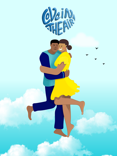 LOVE IN THE AIR digital art graphic design illustration valentine vector art yellow