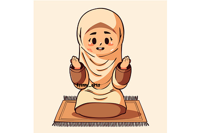 Cartoon Girl wearing a White Hijab arab belief believe carpet culture faith gesture habit islamic moslem mosque namaz pray prayer praying religion religious salat tasbih tradition