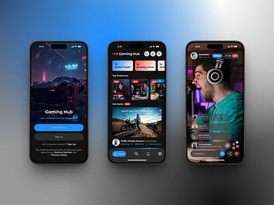 Esports Streaming App – UI Design Exploration appdesign cleanappdesign darkui esportsdesign figmadesign gamerapp gamestreamingapp gameui gamingexperience gamingui interactiveui livegamestream livestreamingapp mobileappui moderngamingui streamingplatform twitchinspired uiuxdesign uxdesign videostreamingapp