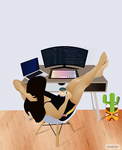 TECH GIRL digital art graphic design illustration illustrator vector art