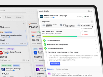 Sales Management Dashboard - Kanban View cansaas clean dashboard design interface kanban management minimalist modern design product design saas sales sales dashboard sales lead sales management ui ux
