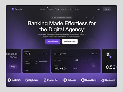 Tranzecta SaaS Landing page branding design graphic design icon illustration landing page logo minimal ui uiux ux vector website wed design