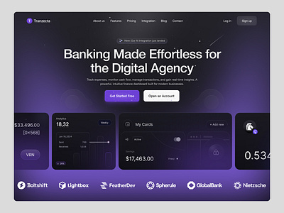 Tranzecta SaaS Landing page branding design graphic design icon illustration landing page logo minimal ui uiux ux vector website wed design