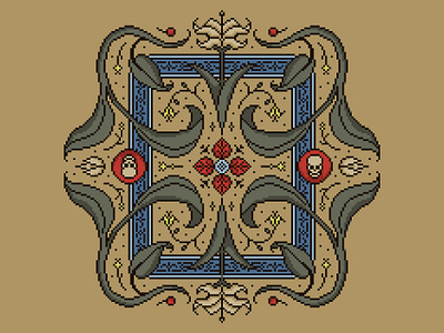 Floral Motif | Pixel Art Design 8 bit botanical cross stitch decor decorative floral flowers foliage folk folk art folksy motif pixel art