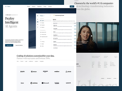Walters - AI Agent Website agent agent management ai ai saas animation artificial intelligence clean data table digital graphic design landing page line chart modern motion graphics saas technology ui uiux ux website