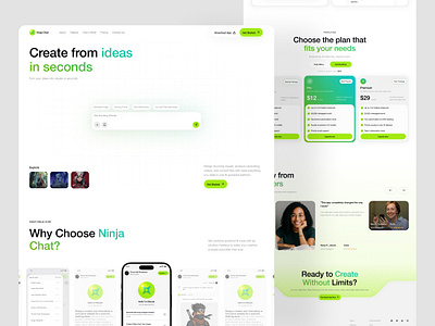 AI Chatbot UI – Ninja Chat Landing Page ai saas ai website app ai artificial intelligence chat ai chat assistant chatbot clean conversation assistant graphic design landing page landing page web purwa adi wicaksana uidesign web web design web ui