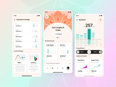 Health Insights & Nutrition Tracker App UI cleanui datavisualization energybalanceapp fitnessappdesign healthappui iosdesign nutritiontracker wellnessapp