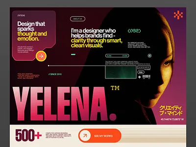 Yelena - Personal Portfolio Website ✨ bold design branding design designer gradient homepage landing page layout design personal portfolio swiss style ui ui ux user interface web design website website design