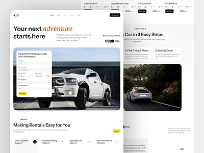 Car Rental Website Design car car rental design interface leanding page popular product service startup ui ux website