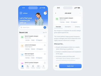 Job listing app design app app design design inquiry job linkedln listing mobile salung spark pixel ui ui design ui ux