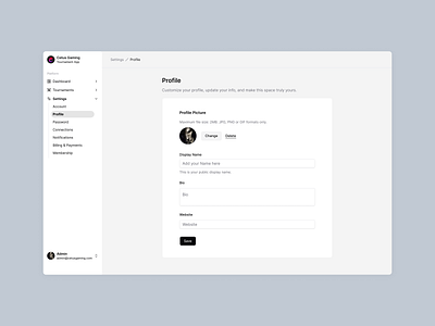 User Profile / Settings account admin dashboard design form interface profile saas settings sidebar ui ui design user ux ux design web app