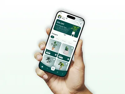 Plant Shop App UI – Green & Minimal Design clean interface ecommerce ui figma design green ui indoor plants minimal app mobile app mobile ui modern design plant ecommerce plant shop app plant store shopping app ui design ux design