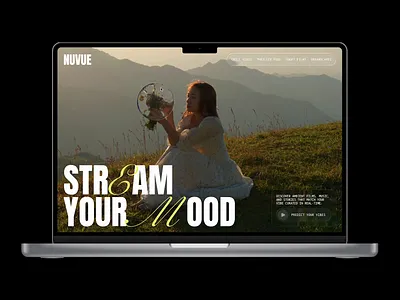 Nuvue - Cinematic Landing Page Concept cinema4d cinematic web design creative website dark theme ui dribbble inspiration film film portfolio hero section landing page design liquid glass ui modern ott ott platform trionn tv tv website ui web web design website