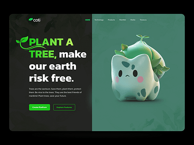 Coti Landing Page header Exploration agency landing page clean digital illustration landing page ui minimal typography ui design web design web site websitedesign