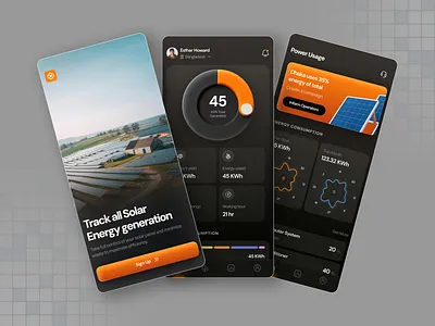 Solar Energy Consumption Monitoring App app design app ui design energy consumption app energy monitoring energy solutions figma green energy minimal ui design mobile app mobile app ui monitor product design renewable renewable energy solar solar energy monitoring app ui uiux ux