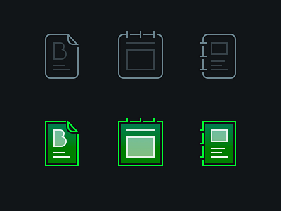 Personal Site Navigation Section Icons blog border calendar case study daily design feed gradient graphic design hover icon illustration journal post stroke vibrant