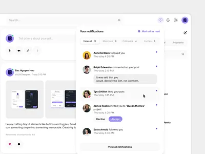 Notifications 🔔 app box card notification social ui
