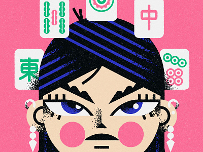 Mahjong aapi asia asian character chinese geometric girl hong kong illustration mahjong minimal texture vector