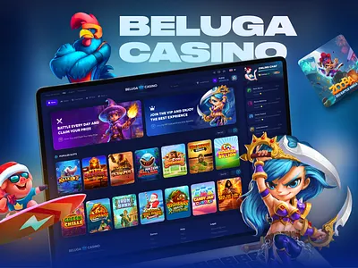 Beluga Casino—Home Page betting casino casino games crypto crypto casino gambling gambling design game ui landing page live casino new casino online casino slot ui ux web web casino website