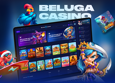 Beluga Casino—Home Page betting casino casino games crypto crypto casino gambling gambling design game ui landing page live casino new casino online casino slot ui ux web web casino website