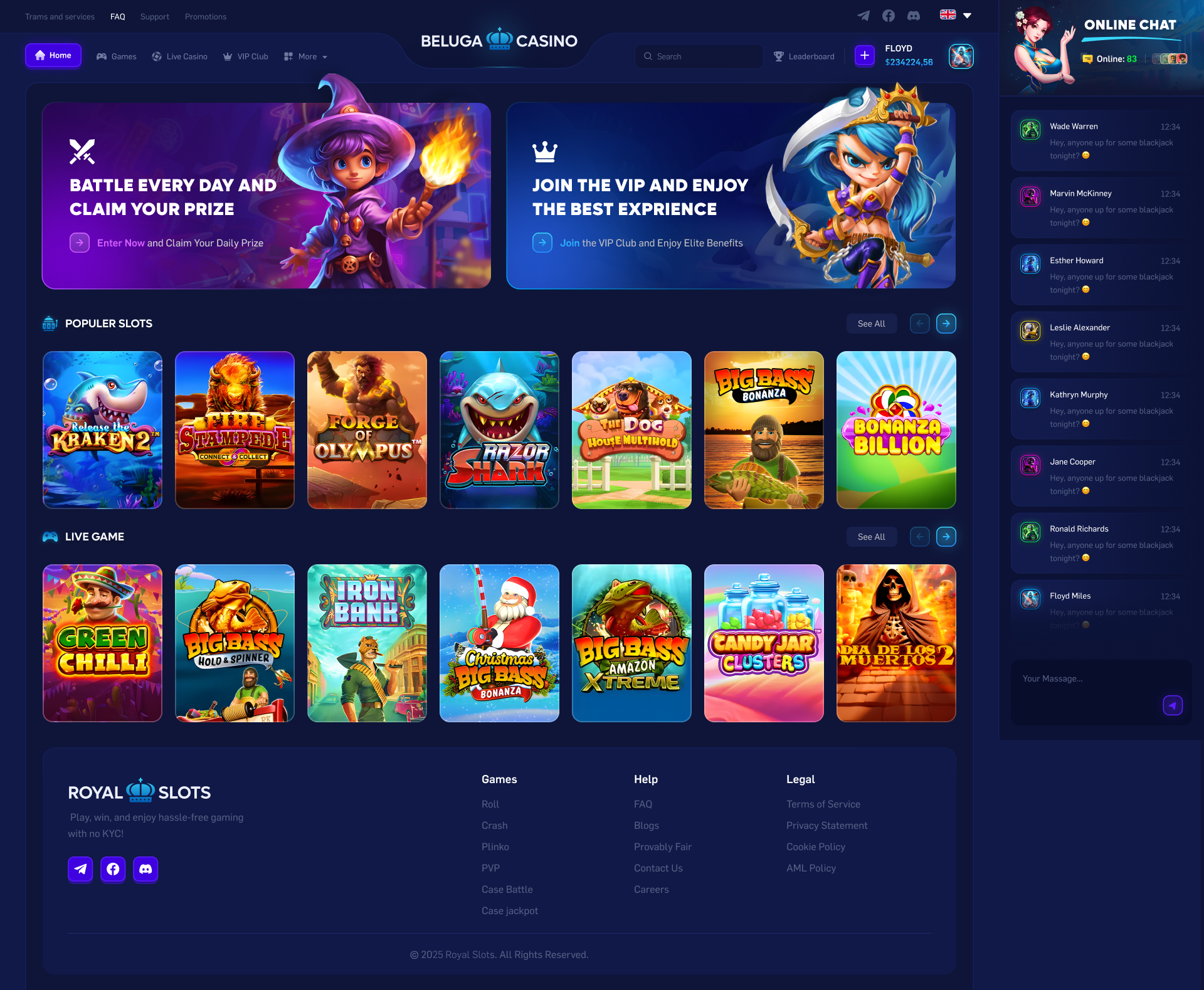 Example of Online Casino UI/UX Design