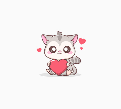 Love sugar glider design fluffy graphic design heart shape kawaii logo love mascot sugar glider valentines day