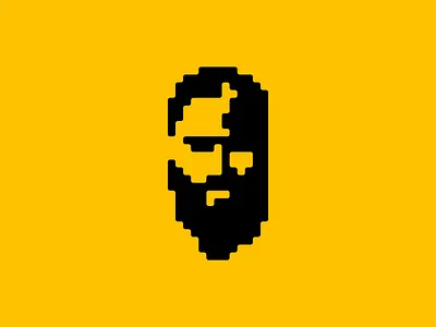 Pixel Bearded Man Logo abstract barber beard bearded branding design face geometric icon identity illustration logo man mark pixel portrait symbol vector warrior