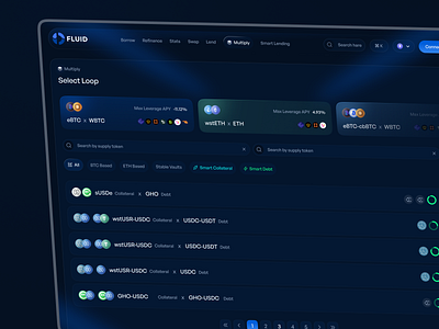 Top DeFi Yields with Multiply analytics blockchaindesign crypto dashboard crypto exchange crypto swap cryptoui dark mode defi defidesign defisecurity exchange financial smartyield swap dashboard ui design web design web site web3 web3ux yieldfarming