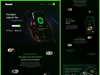 🌾📱 Dezzi ai agent app design ai app design android app design app design app ui ux design branding chat app dark mode app design design graphic design ios app design landing page landing page design mobile app design promotional page design ui web design web ui design website design