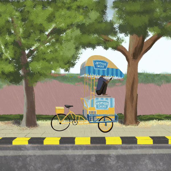 Summer Showers in Delhi animation digital art flat illustrations