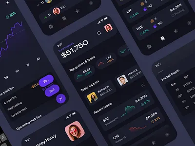 Lucrosoc | Football stock trading app appdesign darkmode design fintech football sports ui uidesign ux