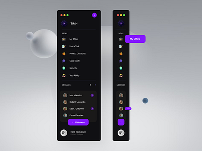 Menu Navigation - Sidebar clean custom icon dark ui design design system desktop navigation graphic design illustration menu menubar minimal modern navbar navigation sidebar task task management ui user interface ux