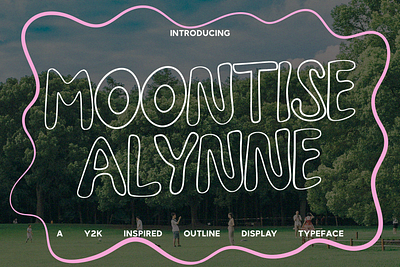 MOONTISE ALYNNE – Y2K-Inspired Outline Display Typeface branding font graphic design typedesign typeface typface design typography