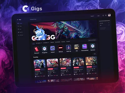 Game Dashboard Design - Gigs crypto dashboarddesign gamedashboard gamedevdesign gamerui gameuiconcept gamingux gigsinterface interactiveui uiuxgaming uxforgames web web design