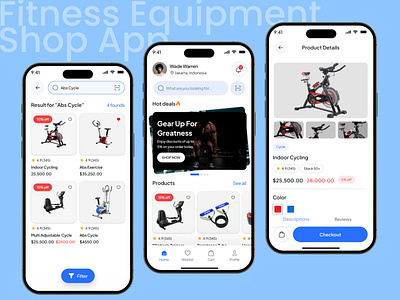 GearUp - Ecommerce Mobile App Design app design app inspiration dailyux design ecommerce app figma fitness equipment shop fitness shop home screen latest trend product screen ui ui8 uiux uxlife website
