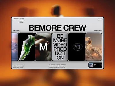 BeMore Crew – Creative Video Production 3d ai animation blender design grids interface midjourney minimal minimalism motion portfolio swiss design typography ui ux web design website сlean