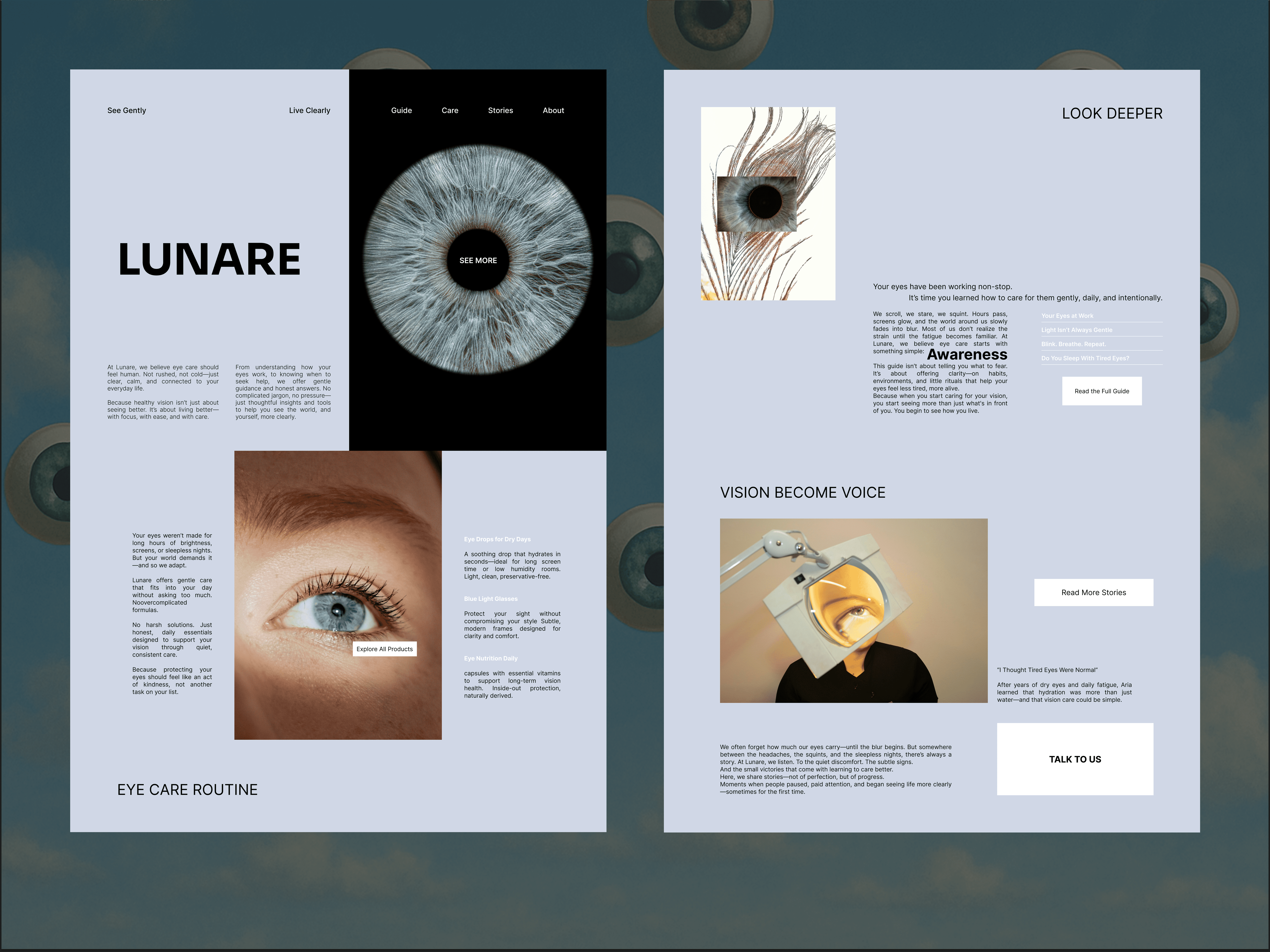 Lunare - Eye Care Website clean ui inspiration landing page minimalist design ui ux web design website design