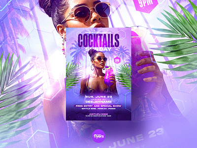 Cocktail Party Flyer Design cocktail cocktails creative creative flyer design flyer flyer templates graphic design illustration party flyer photoshop poster psd flyer summer design summer party tropical