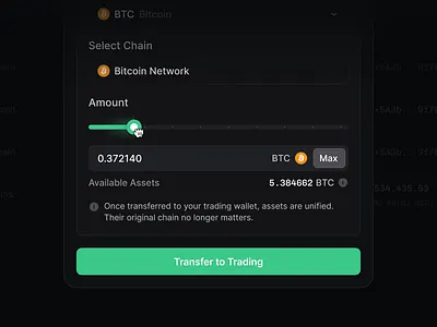 Transfer Crypto Funds blockchain btc crypto dark dex exchange finance funds slider transfer ui user interface