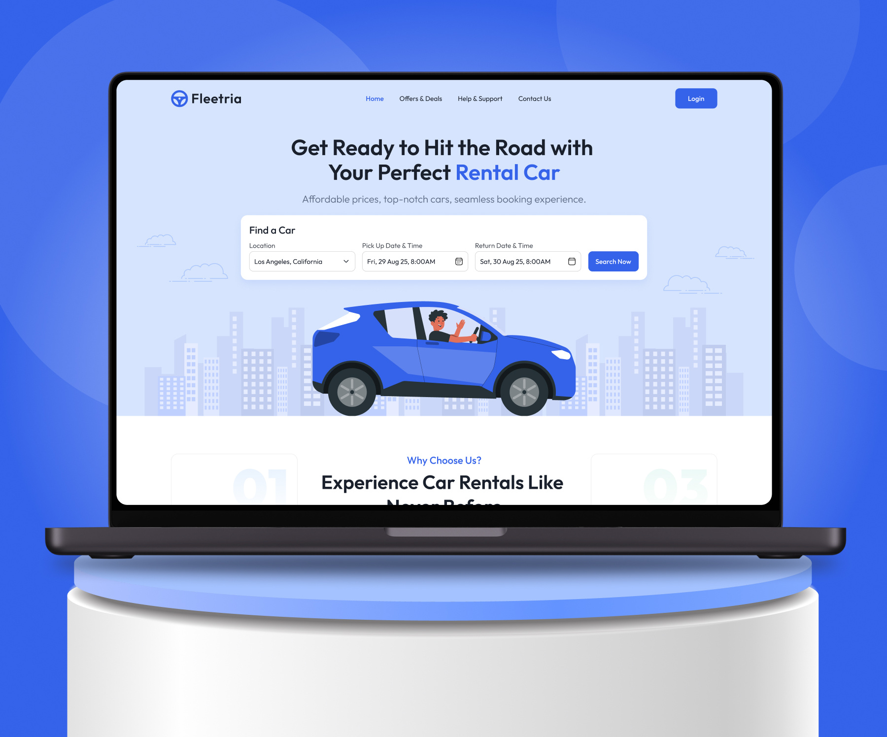 Fleetria – Smart Self-Drive Car Rentals car rental custom design material design mobile responsive design rent a car web application design web platform