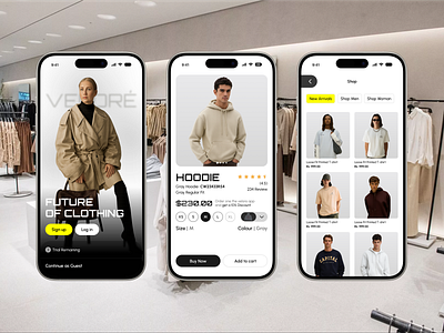 Fashion E-Commerce App UI – Clothing Store Design app design app ui clothing app clothing brand ecommerce app fashion fashion app fashion ecommerce fashion store ios app marketplace minimal design mobile app mobile ui online store product page shopping app store app ui design ux