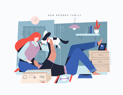 New Member Family - Pet Lover concept editorial family flat illustration pet style ui vector