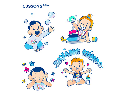 Cussons Baby Animated Sticker Series animated baby campaign drawing gradient icon illustration pack product sticker