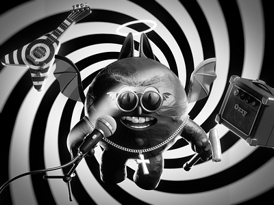 Ozzy Forever 3d animation bat character characterdesign guitar illustration motion graphics music ozzy rock rocketboy