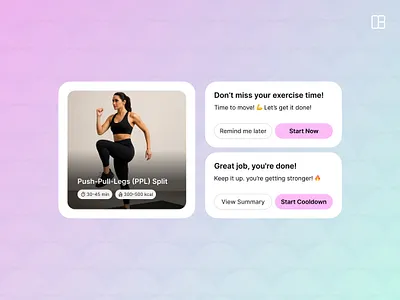 Fitness App Component - 1 of 4 app app design app ui as card clean ui component cta fitness fitness app health minimal ui mobile app mobile app ui sport sport app ui ui component ux workout