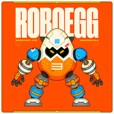 ROBOEGG anime egg graphic design machine manga mech mecha robot robotic vector