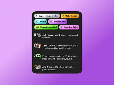 Ui Module branding card gradient mobile reviews tags ui ux