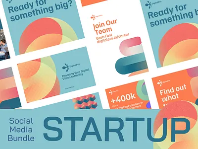 Startup Social Media Bundle - Vibrant Brand Identity Pack brand identity branding design digital graphic design modern simple social media start up tech template trend
