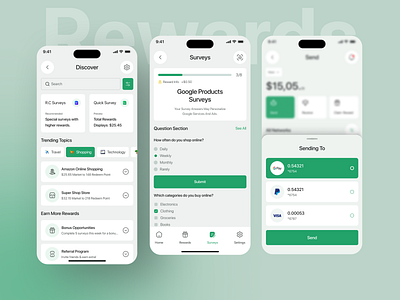 Discover Surveys & Received Rewards For Google Reward App branding google app homepage minimal mobile dashboard mobile design mobileonboarding mobilequiz rewardbasedapp rewards rewardsapp saas splashscreen tabbar tracking ui design ux design
